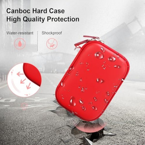 KODAK Printomatic 디지털 즉석 인쇄 카메라용 Canboc 하드 휴대용 케이스, 인화지용 메쉬 백, 케이블, 빨간색