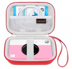 KODAK Printomatic 디지털 즉석 인쇄 카메라용 Canboc 하드 휴대용 케이스, 인화지용 메쉬 백, 케이블, 빨간색