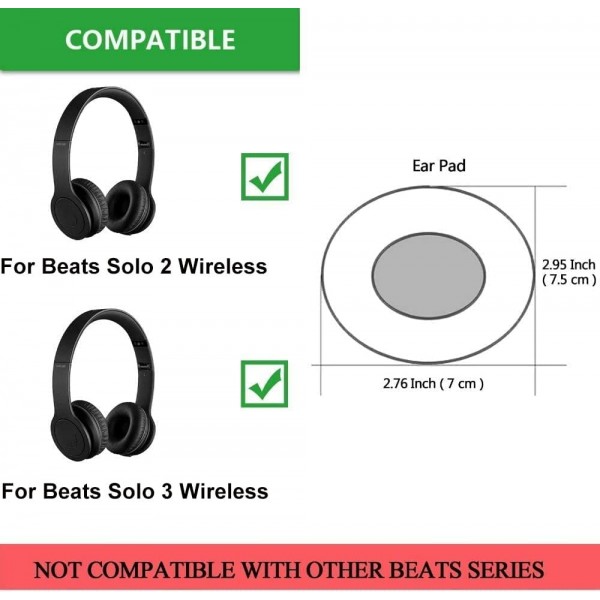 - Beats by Dr.와 호환되는 이어 패드 Dre Solo 2.0 Solo3 무선 온이어 헤드폰 블랙