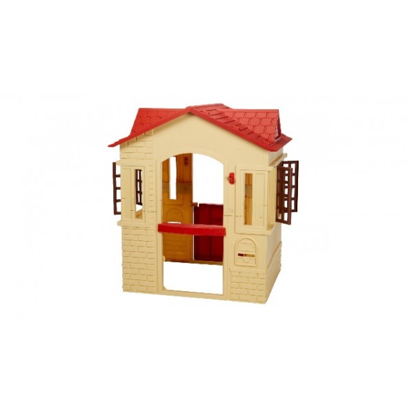 작동하는 문, 창문 및 셔터가 있는 Little Tikes Cape Cottage Playhouse - Tan Small