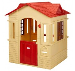 작동하는 문, 창문 및 셔터가 있는 Little Tikes Cape Cottage Playhouse - Tan Small