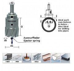 KARNASCH Power-Max 55 초강력 경질 금속 구멍 톱, 43 mm 코드 직경, 55 mm 보드 길이, 13 mm Corte del Vástago 직경, 4 mm 와이드 컷, 8 분할, 1 43 mm 절단 직경, 55 mm 유용한 길이, Vástago