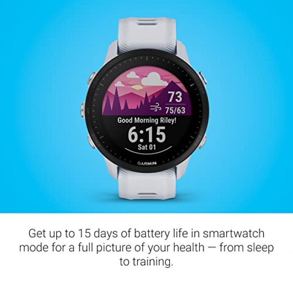 Garmin Forerunner® 955, GPS 러닝 스마트워치, 철인 3종 경기 선수에 맞춰 제작됨, 오래 지속되는 배터리, Whitestone