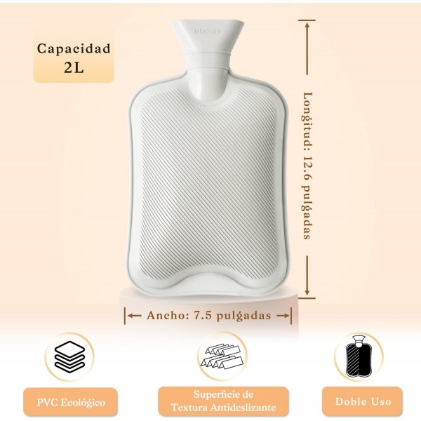 3 in 1 Leakproof Hot Water Bottle with Cover, 2L Portable Large Hot Water Bottles with Hot Water Bottle Cover 푹신하고 천연 고무, 최대 4-6시간 따뜻함, 성인과 어린이를 위한 크리스마스 핸드 