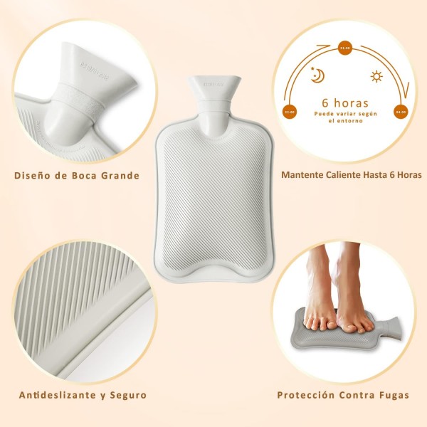 3 in 1 Leakproof Hot Water Bottle with Cover, 2L Portable Large Hot Water Bottles with Hot Water Bottle Cover 푹신하고 천연 고무, 최대 4-6시간 따뜻함, 성인과 어린이를 위한 크리스마스 핸드 