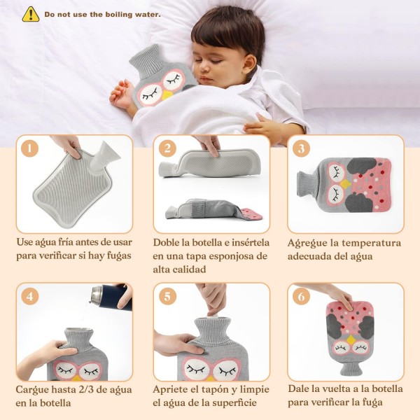 3 in 1 Leakproof Hot Water Bottle with Cover, 2L Portable Large Hot Water Bottles with Hot Water Bottle Cover 푹신하고 천연 고무, 최대 4-6시간 따뜻함, 성인과 어린이를 위한 크리스마스 핸드 
