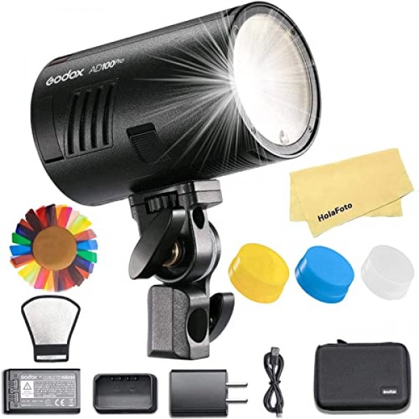 Godox AD100 Pro AD100Pro Godox 플래시, Canon Sony Nikon Fujifilm Fuji Olympus Pentax 카메라, 100Ws 2.4G TTL HSS 1/8000s,7.2V/2600mAh 리튬 이온 배터리, 360 최대 전력 플래시, 0.01-1.5s 재활용 시간