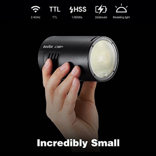 Godox AD100 Pro AD100Pro Godox 플래시, Canon Sony Nikon Fujifilm Fuji Olympus Pentax 카메라, 100Ws 2.4G TTL HSS 1/8000s,7.2V/2600mAh 리튬 이온 배터리, 360 최대 전력 플래시, 0.01-1.5s 재활용 시간