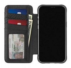 Case-Mate - 튼튼한 가죽 지갑 폴리오 - iPhone 12 및 iPhone 12 Pro(5G)용 케이스 - 카드 4개 + 현금 수납 - 6.1인치 - 블랙