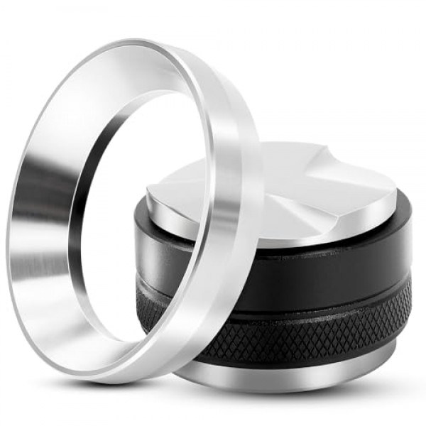 58mm 커피 탬퍼 및 에스프레소 디스트리뷰터, 59mm 스테인레스 스틸 에스프레소 도징 깔때기 세트, 듀얼 헤드 커피 레벨러, 59mm Breville Portafilter에 적합, 조절 가능한 깊이