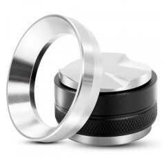 58mm 커피 탬퍼 및 에스프레소 디스트리뷰터, 59mm 스테인레스 스틸 에스프레소 도징 깔때기 세트, 듀얼 헤드 커피 레벨러, 59mm Breville Portafilter에 적합, 조절 가능한 깊이