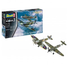 Revell 모델 키트 Combat Set Bf109G-10 및 Spitfire Mk.V I 상세한 복제본 I 스케일 1:72 I 정통 데칼 및 구성 요소 I 10세 이상의 모델 제작자에게 적합