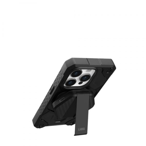 URBAN ARMOR GEAR UAG 무선 충전 패드 및 킥스탠드, MagSafe 케이스와 호환 가능, 4피트 분리형 견고한 USB-C-USB-C 케이블, 검정색/탄소 섬유로 15W 고속 충전