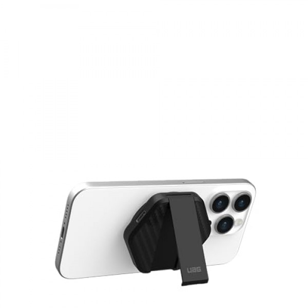 URBAN ARMOR GEAR UAG 무선 충전 패드 및 킥스탠드, MagSafe 케이스와 호환 가능, 4피트 분리형 견고한 USB-C-USB-C 케이블, 검정색/탄소 섬유로 15W 고속 충전