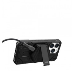 URBAN ARMOR GEAR UAG 무선 충전 패드 및 킥스탠드, MagSafe 케이스와 호환 가능, 4피트 분리형 견고한 USB-C-USB-C 케이블, 검정색/탄소 섬유로 15W 고속 충전