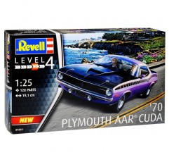 Plymouth AAR Hemi Cuda Barracuda Coupe Violet 3rd Generation 1970-1974 07664 키트 1/25 1/24 Revell 모델 자동차 번호판 포함 개별 번호판 포함