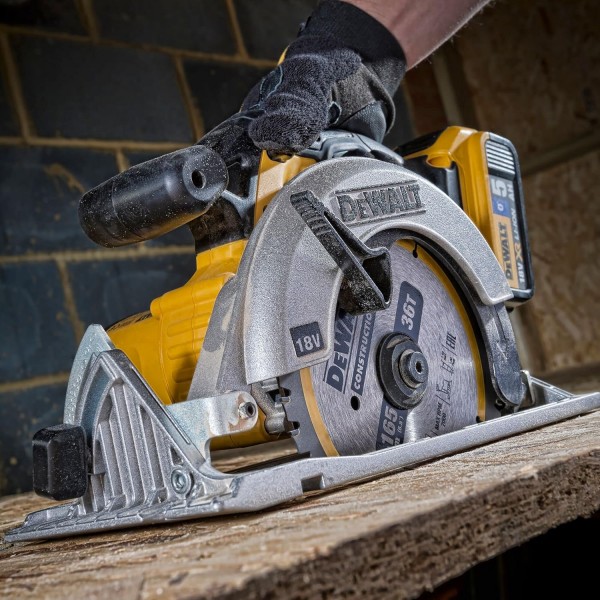 무선 휴대용 원형 톱 DT1950용 Dewalt Construction 원형 톱날(165/20mm 36WZ, 20° 톱니 각도, 1.5mm 절단 폭, 미세 절단 및 알루미늄용, 못이 있는 목재 톱질용 네일 터프 포함)