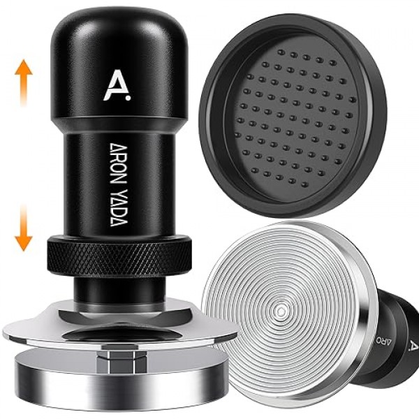 53mm 에스프레소 탬퍼는 54mm Breville 시리즈 포터필터 바구니, 실리콘 매트가 있는 커피 탬퍼, 듀얼 스프링이 있는 30LB 자동 보정 탬퍼, 100% 스테인레스 스틸 플랫 베이스