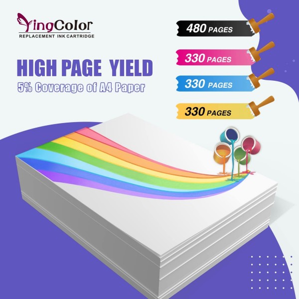 YingColor 302 잉크 카트리지 HP envy 4520 4510 4512 4522, 데스크젯 3630 2130 2132 1110 3632, 오피스젯 3835 3831 30팩용 hp 302xl 잉크 카트리지용 재생산