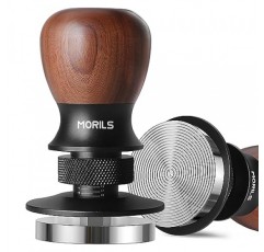 에스프레소 탬퍼 53.3mm, MORILS 호두나무 커피 탬퍼, 깊이 조절 가능, 스테인리스 스틸 베이스, 모든 53.3mm 54mm 포터필터에 적합, 에스프레소 액세서리