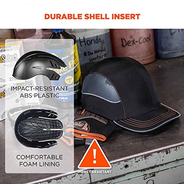 Ergodyne 안전 범프 캡, 야구 모자 스타일, 편안한 머리 보호, 짧은 챙, Skullerz 8950XL, 검정색, 초대형