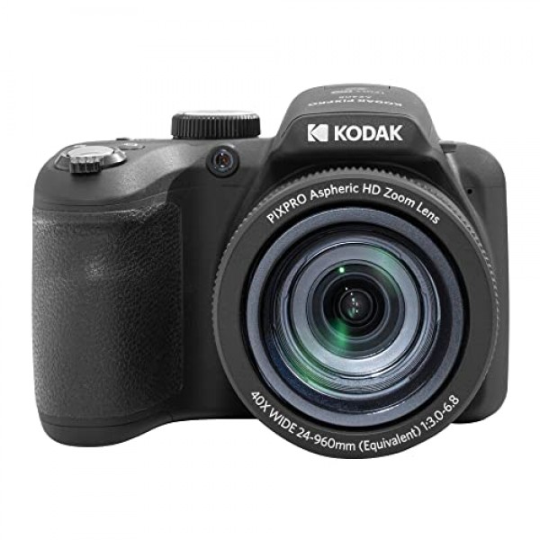 KODAK PIXPRO AZ405-BK 20MP 디지털 카메라 40X 광학 줌 24mm 광각 렌즈 광학 이미지 안정화 1080P 풀 HD 비디오 3인치 LCD 브이로그 카메라(블랙)