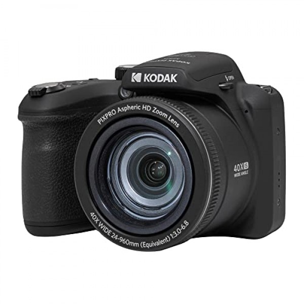 KODAK PIXPRO AZ405-BK 20MP 디지털 카메라 40X 광학 줌 24mm 광각 렌즈 광학 이미지 안정화 1080P 풀 HD 비디오 3인치 LCD 브이로그 카메라(블랙)