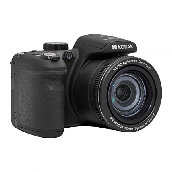 KODAK PIXPRO AZ405-BK 20MP 디지털 카메라 40X 광학 줌 24mm 광각 렌즈 광학 이미지 안정화 1080P 풀 HD 비디오 3인치 LCD 브이로그 카메라(블랙)