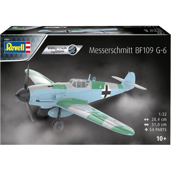 Revell 모델 키트 I Messerschmitt Bf109G-6 I 이지 클릭 키트 I 상세 군용 차량 I 부품 42 I 스케일 1:32 I 10세 이상 어린이 및 성인용