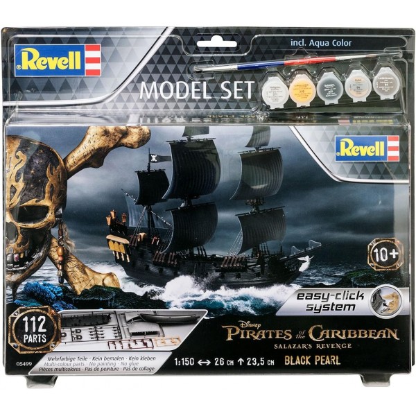 Revell 65499 - Model Kit Ship 65499 Set 1:150 - 1:150 스케일의 해적선 흑진주, 레벨 3, 많은 디테일이 있는 충실한 복제품, 범선, 캐리비안의 해적