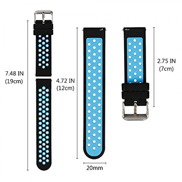 범용 18mm 20mm 22mm 24mm 너비 실리콘 시계 밴드 교체, 남성 및 여성용 퀵 릴리스 고무 시계 밴드