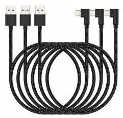 6.6피트 직각 USB C 케이블 고속 충전, 3팩 90도 USB A - USB 유형 C 코드 긴 3A 삼성 갤럭시 노트 10 S9 S10 S20 S21 Google Pixel 4a 5g LG Stylo 6 5 V60과 호환 가능