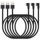 6.6피트 직각 USB C 케이블 고속 충전, 3팩 90도 USB A - USB 유형 C 코드 긴 3A 삼성 갤럭시 노트 10 S9 S10 S20 S21 Google Pixel 4a 5g LG Stylo 6 5 V60과 호환 가능