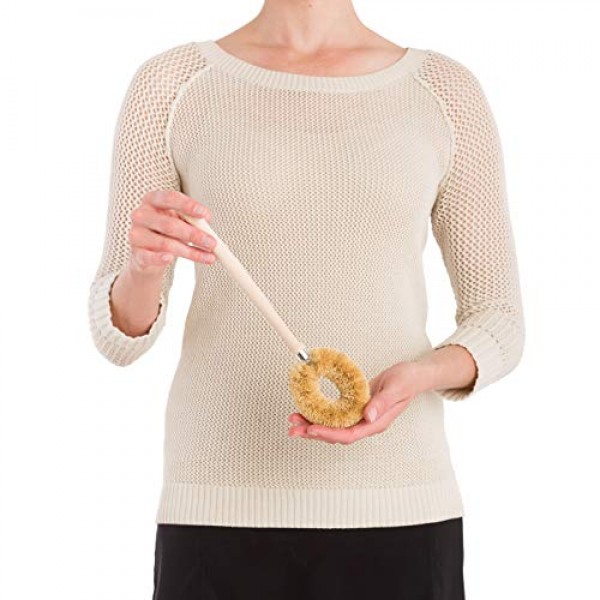 처리되지 않은 너도밤나무 손잡이가 있는 Redecker 코코넛 섬유 접시 브러시, 11인치