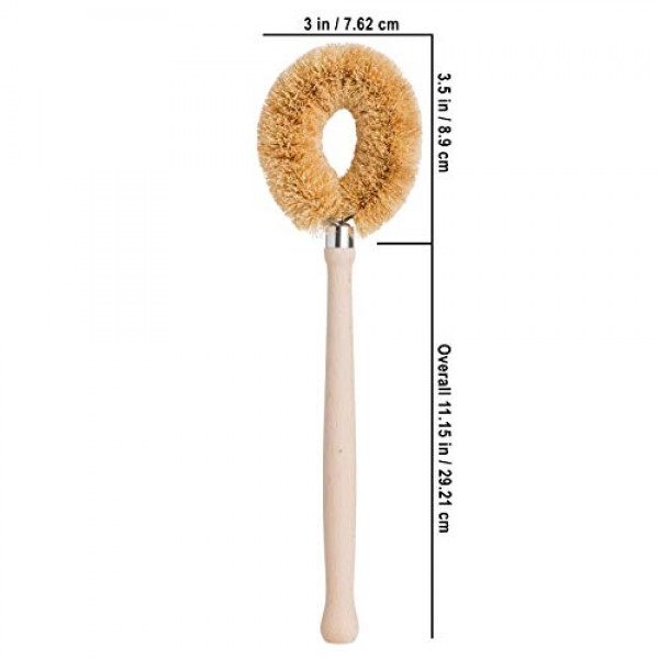 처리되지 않은 너도밤나무 손잡이가 있는 Redecker 코코넛 섬유 접시 브러시, 11인치