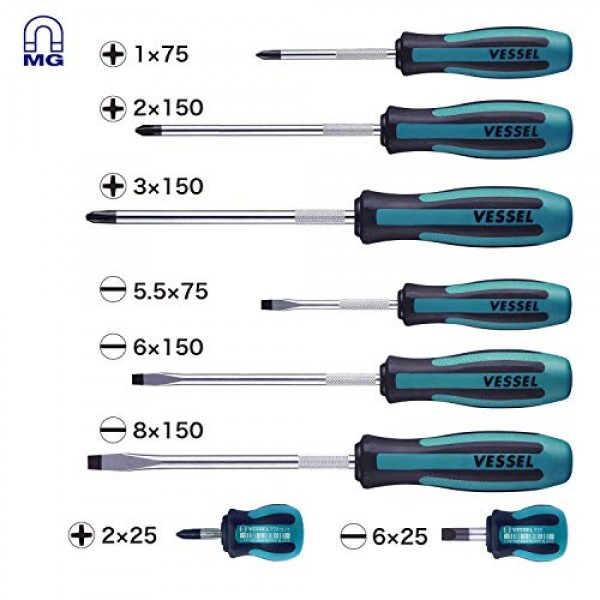 VESSEL MEGADORA 드라이버 세트 8개 9008EVA (EVA 폼 세트)
