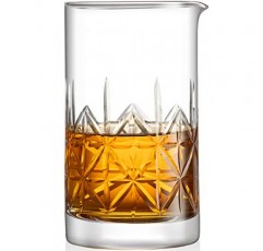 Mixology & Craft 크리스탈 칵테일 믹싱 글라스 - 두꺼운 가중 바닥이 있는 24온스 마티니 교반 글라스, 전문 바텐더용 비커 및 믹싱 투수 - 필수 바 도구