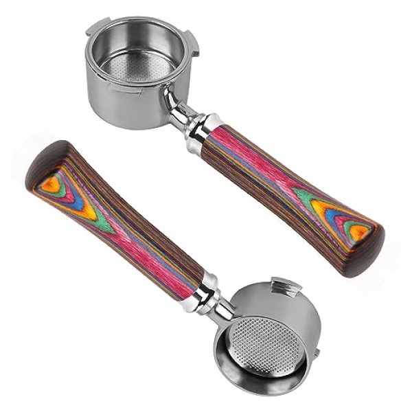 IKAPE 커피 제품, 51mm Delonghi EC0680, EC0685, SMEG 및 EUPA 커피 머신과 호환되는 51mm 바닥 없는 네이키드 포터필터(14g 용량 필터 바구니 포함)(다채로운)
