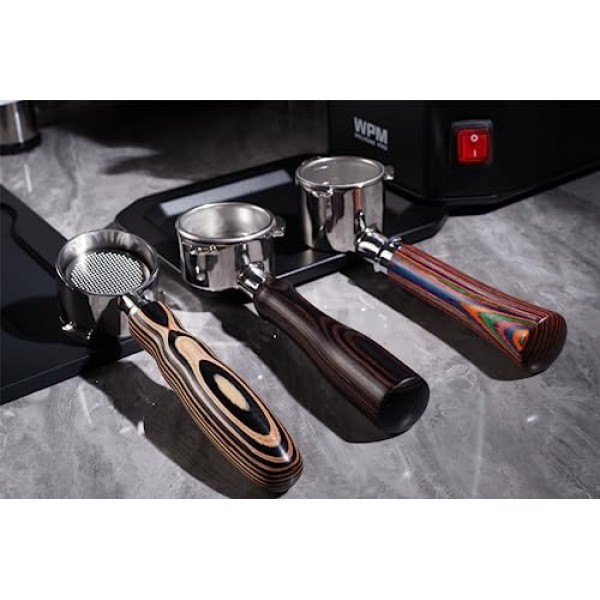 IKAPE 커피 제품, 51mm Delonghi EC0680, EC0685, SMEG 및 EUPA 커피 머신과 호환되는 51mm 바닥 없는 네이키드 포터필터(14g 용량 필터 바구니 포함)(다채로운)