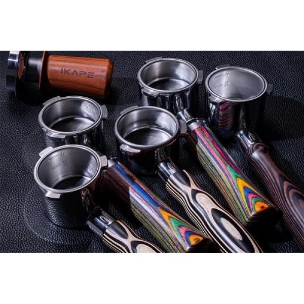 IKAPE 커피 제품, 51mm Delonghi EC0680, EC0685, SMEG 및 EUPA 커피 머신과 호환되는 51mm 바닥 없는 네이키드 포터필터(14g 용량 필터 바구니 포함)(다채로운)