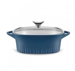 CorningWare, 뚜껑이 있는 붙지 않는 3.2쿼트 QuickHeat 로스터, 경량 로스터, 고른 열 요리를 위한 세라믹 붙지 않는 내부 코팅, 프랑스 해군