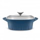 CorningWare, 뚜껑이 있는 붙지 않는 3.2쿼트 QuickHeat 로스터, 경량 로스터, 고른 열 요리를 위한 세라믹 붙지 않는 내부 코팅, 프랑스 해군