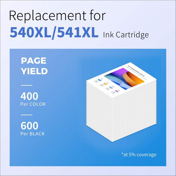 myCartridge SUPRINT 잉크 카트리지 교체용 540 541 XL 프린터 카트리지 PG-540XL CL-541XL 멀티팩 호환 Canon Pixma MX475 MX 475 TS5150 MG4250 MG3550 mx470(1 검정 1 색상)