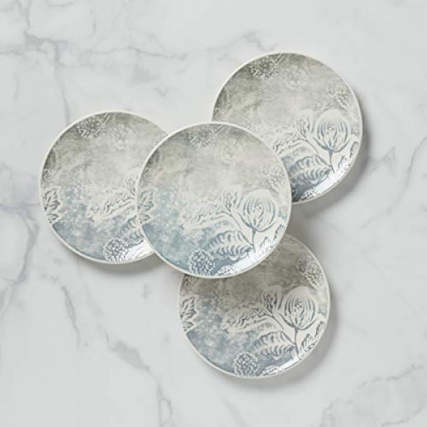 Lenox Textured Neutrals 플로럴 4Pc 액센트 플레이트, 4.25 LB, 블루 : 기타