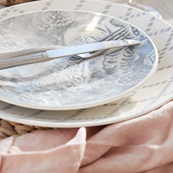 Lenox Textured Neutrals 플로럴 4Pc 액센트 플레이트, 4.25 LB, 블루 : 기타
