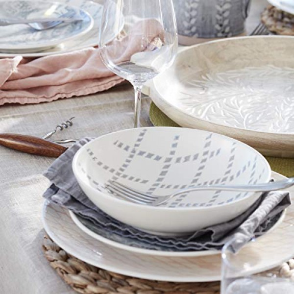 Lenox Textured Neutrals 플로럴 4Pc 액센트 플레이트, 4.25 LB, 블루 : 기타