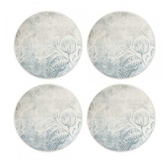 Lenox Textured Neutrals 플로럴 4Pc 액센트 플레이트, 4.25 LB, 블루 : 기타