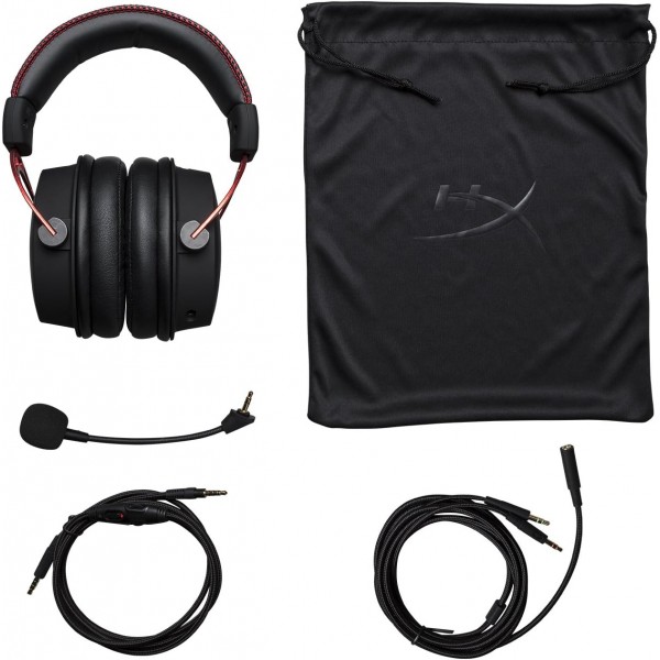 HyperX HX-HSCA-RD Cloud Alpha - 인라인 오디오 제어 및 Speedlink EXCEDO 게임용 헤드셋 스탠드가 있는 게임용 헤드폰 - 헤드폰 및 헤드셋용 스탠드 - 하단 및 실리콘 패드, 검정색