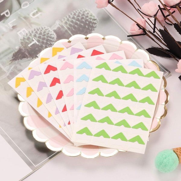 Seatecks ​​18 시트 자체 접착 사진 모서리 432 Pcs DIY 스크랩북 사진 앨범을위한 6 가지 색상 개인 일기 우유 더 많은 스타일-B