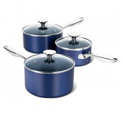 MICHELANGELO 붙지 않는 소스 팬, 뚜껑이 있는 세라믹 소스팬, 1Qt 및 2Qt 및 3Qt 소스 팬 세트, 뚜껑이 있는 붙지 않는 소스 팬, 스테인레스 스틸 손잡이가 있는 작은 냄비, 오